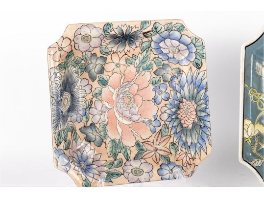 Group Of Three Decorative Enamel Porcelain Plates