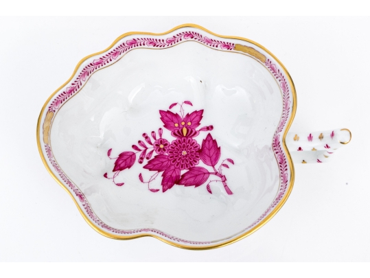 Herend Hungary Hand-Painted Porcelain Bowl, Raspberry Chinese Bouquet Pattern