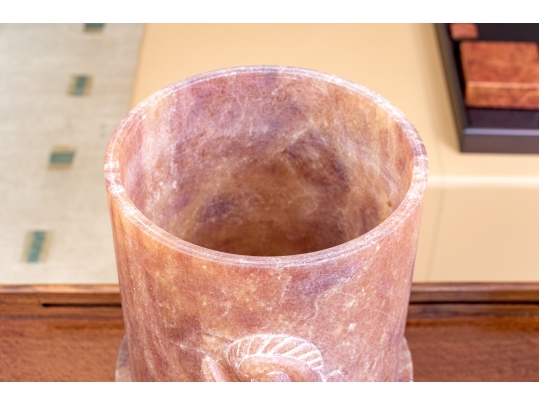 Highly Decorative Carved Stone Lidded Stone Vessels