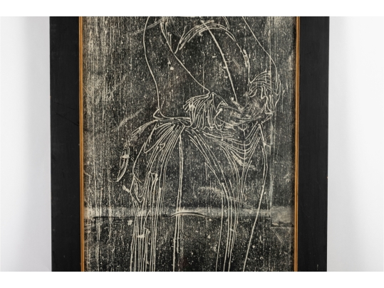 Framed Chinese Stone Rubbing Of Master Zhang Daoling 