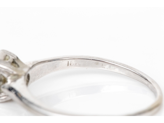 18k White Gold Simple Emerald Cut Diamond Solitaire Ring, App. 0.24 CTS, Size 6