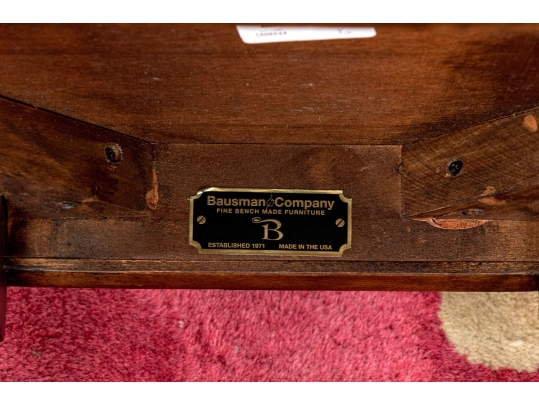 Pair Of Bausman Carved And Finished Circular End Tables