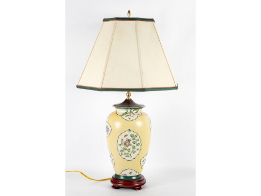 Decorative Porcelain Table Lamp With Floral Motif