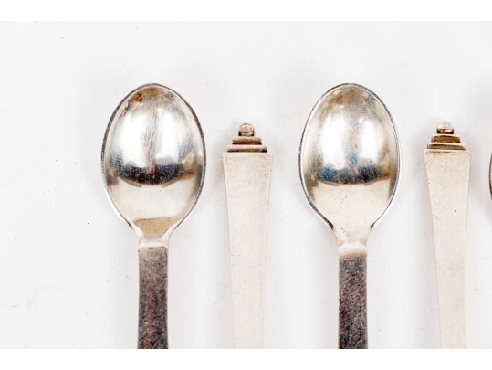 Set Of Twelve George Jensen Pyramid Sterling Demitasse Spoons, 4.57 Ozt.