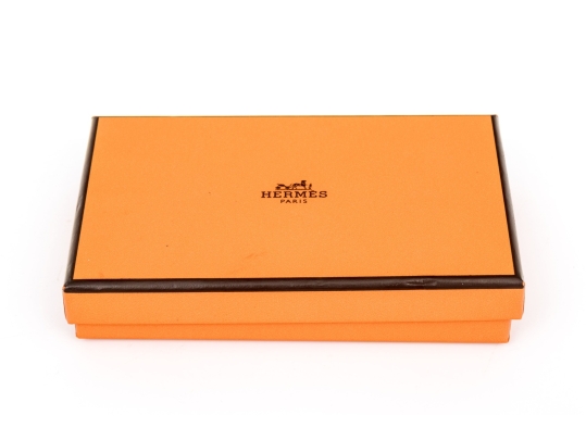 Hermes Taupe Leather Calvi Card Holder, With Box