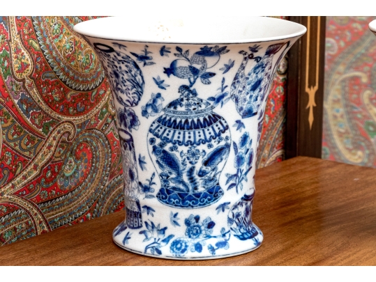 Pair Of Chinese Porcelain Vases With Jar And Vessel Decoration