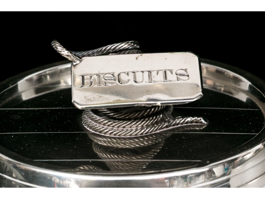 Two Antique Frosted Crystal And Silverplate Biscuit Jars