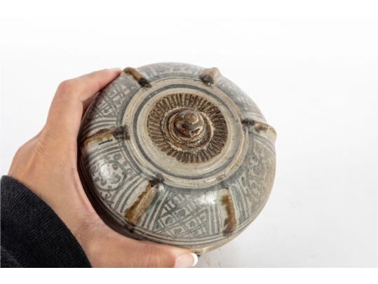 Small Antique Southeast Asian Glazed Pottery Covered Jar