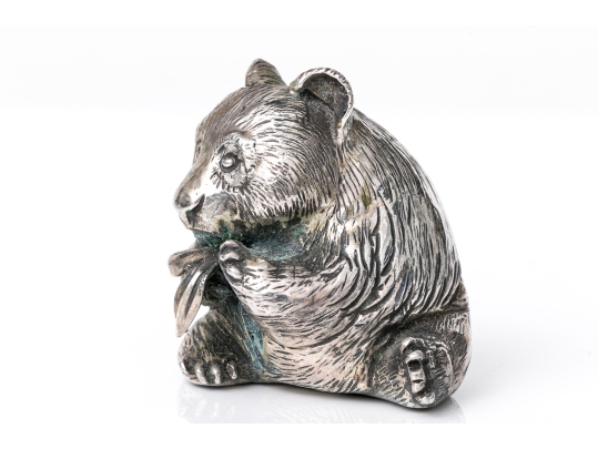 Buccellati Sterling Silver Miniature Sweet Panda Eating Bamboo