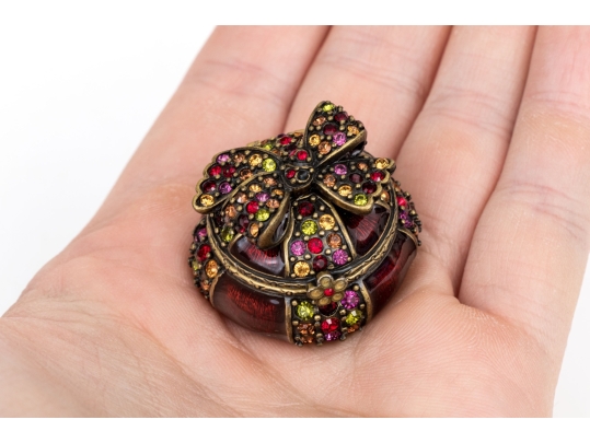 Jay Strongwater Pill Box With Bow, Boxed