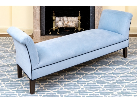 Custom Upholstered Bed End Or Window Bench With Flared Arms
