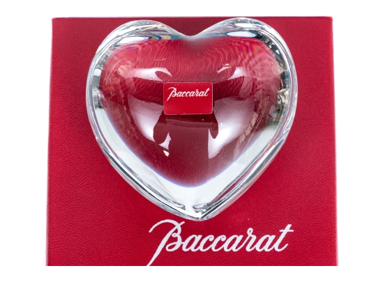 Baccarat Crystal Heart Paperweight Boxed