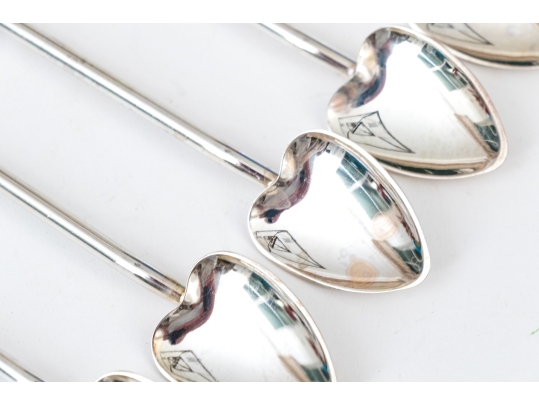 Set Of Eight Silver Plated Iced Tea Spoons, Marked PMITALY