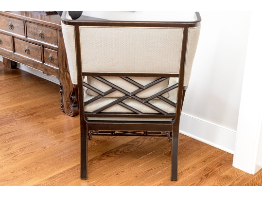 Custom Upholstered Chinoiserie Wing Chairs