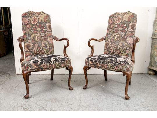 Pair Of Ex Historical Society Georgian Style Armchairs 