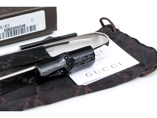 Gucci Contemporary Steel Ice Tongs, Bamboo Motif, With Box
