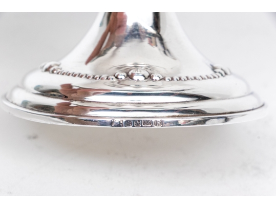 Antique English Silverplate And Cobalt Glass Serving Bowl 