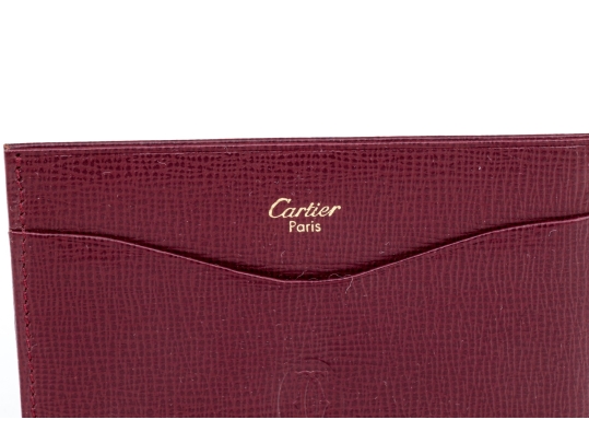 Cartier Burgundy Leather Single Card Holder, Must De Cartier