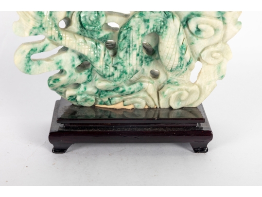 White/Green Hardstone Dragon Sculpture