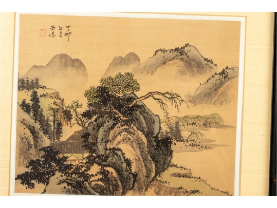 Pair Of Chinese Shan Shui Landscape Paintings On Silk