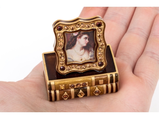 Jay Strongwater For Estee Lauder Tiny 2002 Trinket Box With Picture Frame