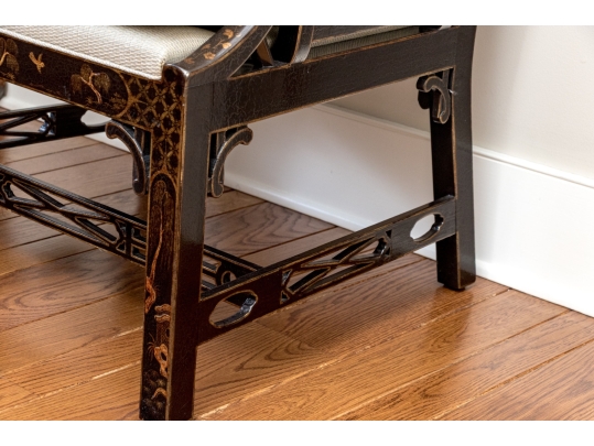 Custom Upholstered Chinoiserie Wing Chairs