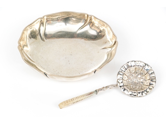 Sterling Silver Floral Form Bowl And Serving Spoon, 4.605 Gross Ozt.