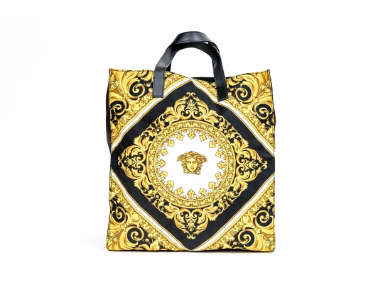 Versace Nylon Top Handle Shopper Tote Bag
