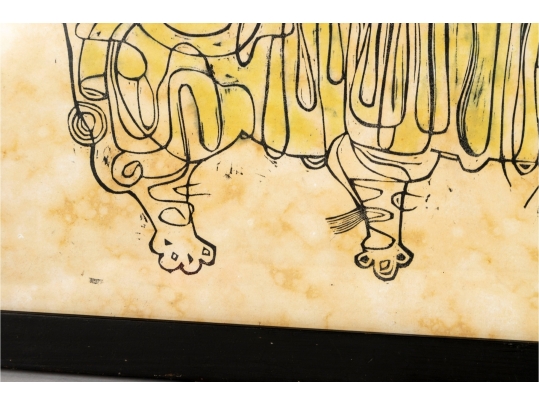 Wu Hao (Chinese-Taiwanese, B. 1932) Abstract Cat Lithograph, 1963