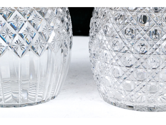 Two Antique Cut Glass And Silverplate Biscuit Jars
