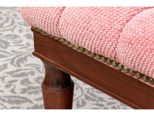 Quality Custom Upholstered Mahogany Ottoman