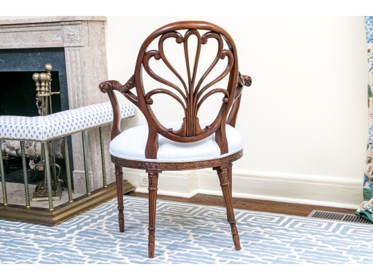 Exceptionally Carved Hepplewhite Style Open Armchair