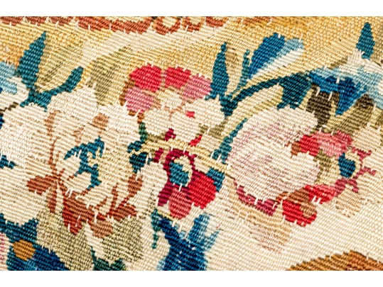 Antique French Aubusson Accent Pillow