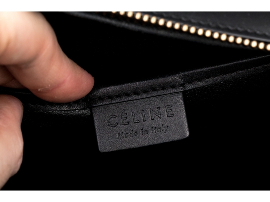 Celine Black And Soft White Leather Top Handle Bag, With Shoulder Strap