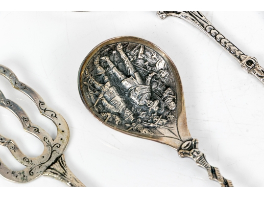 Assembled Collection Of 800 And Silver Plated Serving Pieces, 4.43 Ozt.