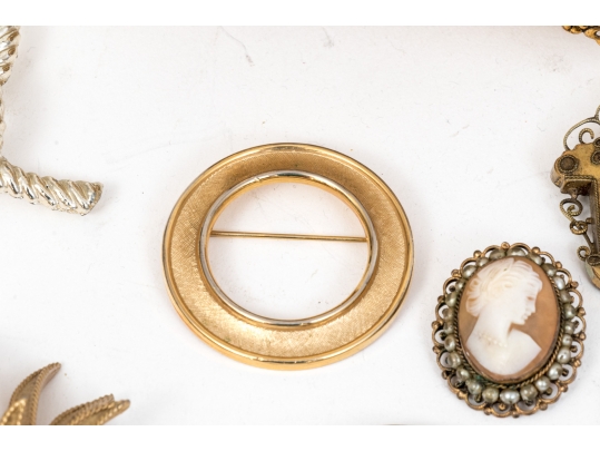 Collection Of Fashion And Limoge Brooches, Necklace And Two Jewelry Boxes