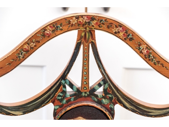 Adams Style Shield Back Painted Armchair