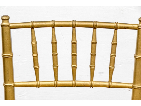 Set Of Twelve Faux Bamboo Gilt Finished Side Chairs, With Cushions