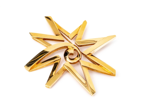Tiffany & Co. 18k Yellow Gold Paloma PIcasso Impactful Jumbo Graffiti Celestial Star Brooch