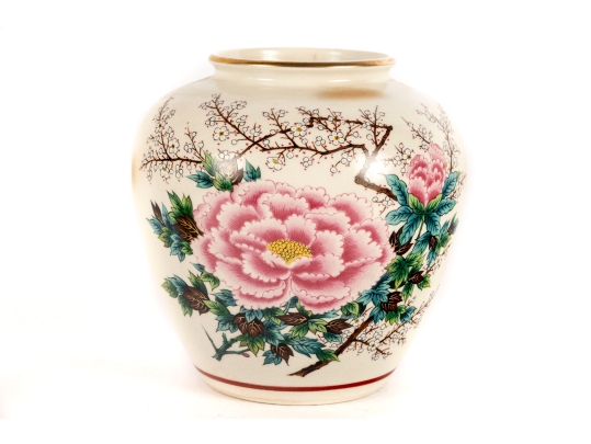 Japanese Hand-Painted Peony Flower Vase