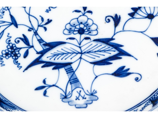 Set Of Three German, Meissen Blue And White Plates