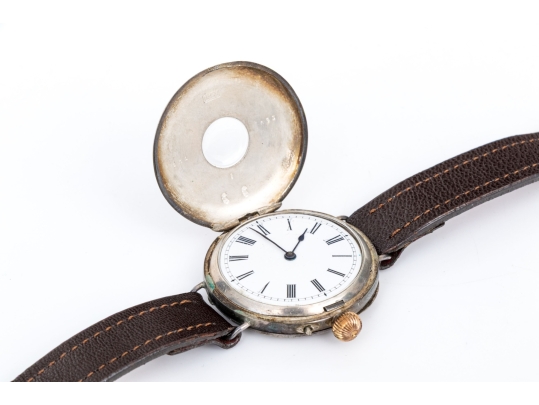 Antique 935 Silver Handsome Demi-hunter Converted Lever Set Pocket To Wristwatch