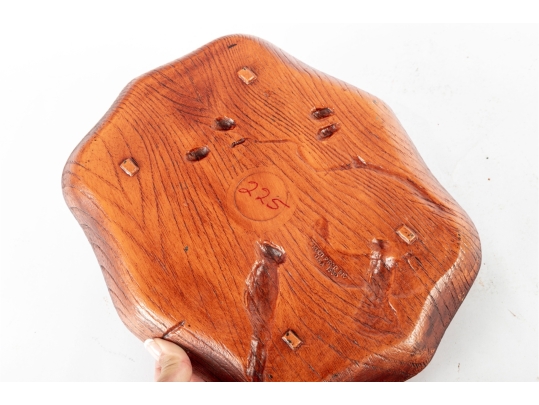 Mid-Century Nutte Products Hand-Carved Wooden Tray With Birds And Pine Motif