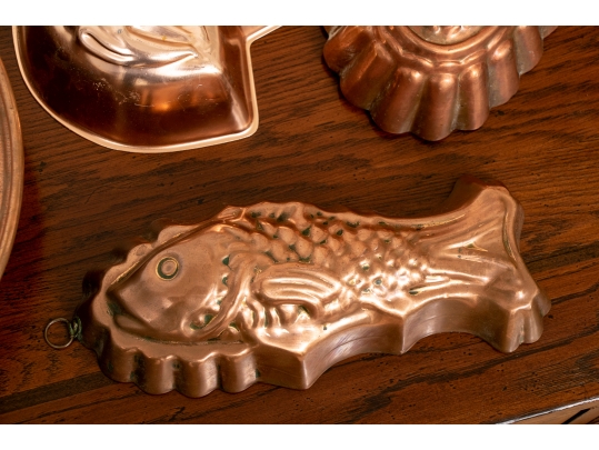 Impressive Collection Of  Four Copper Molds And  Four Plates