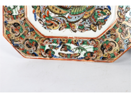 Pair Of Chinese Famille Rose “Hundred Butterflies” Octagonal Plates