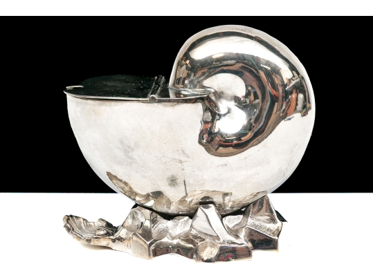 Antique English Victorian Silverplate Nautilus Spoon Warmer