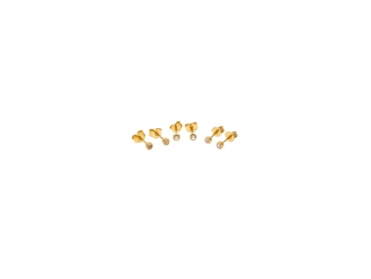 Three Pairs Of Petite Sterling Vermeil Stud Earrings 