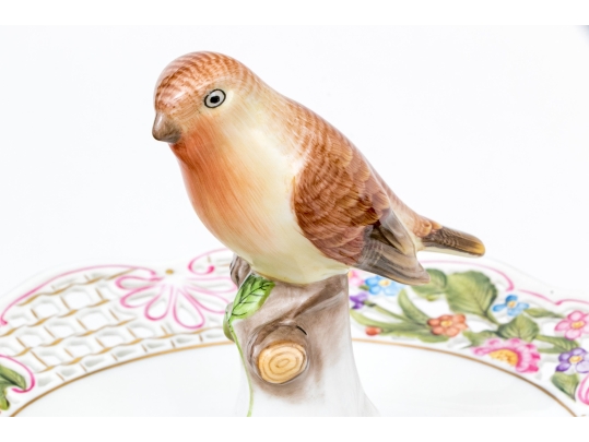 Rare, Exceptional Herend Hungary Hand-Painted Porcelain Three-Tier Server, Rothschild Bird Pattern