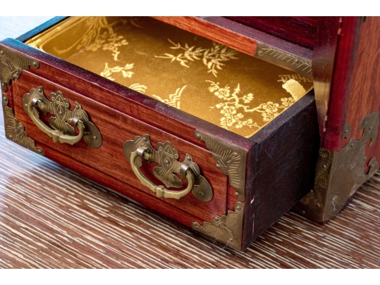 Diminutive Chinese Jewelry Chest With Inlaid Plaques