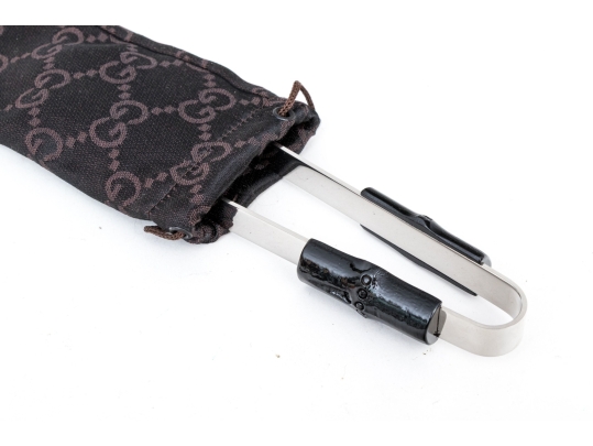 Gucci Contemporary Steel Ice Tongs, Bamboo Motif, With Box